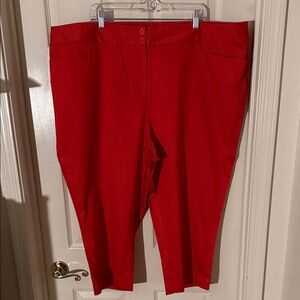 Lane Bryant Size 28 Red Crop Stretch Trousers